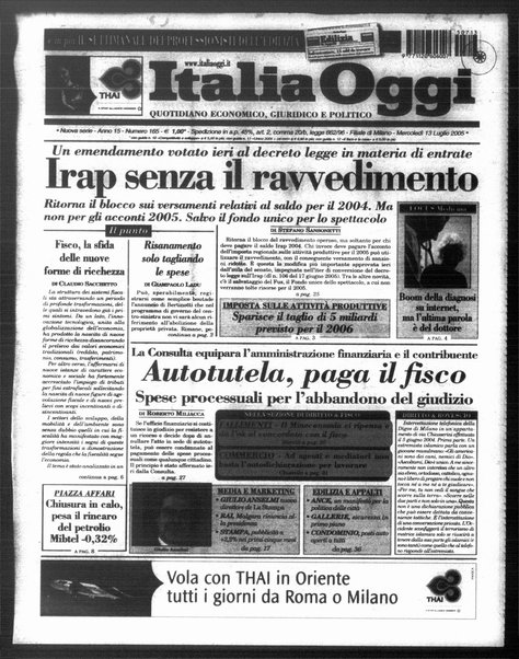 Italia oggi : quotidiano di economia finanza e politica